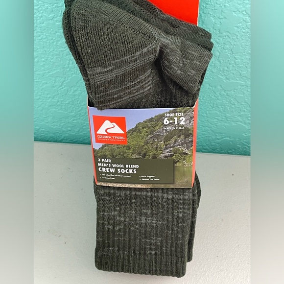 Ozark Trail Men's Merino Wool Blend Socks, 3-Pack - Picture 1 of 4